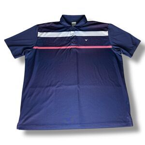Callaway Opti-Dri Performance Navy Pink White Golf Polo Shirt Men’s Size XXL